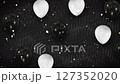 白と黒の風船に銀色の紙吹雪が舞う背景をCGで作成 127352020