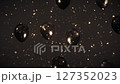 黒い風船に金色の紙吹雪が舞う背景をCGで作成 127352023