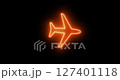 Neon colorful airplane icon. Animated glowing neon line airplane on black. Air travel, aviation, plane travel. Design for travel, flight and modern transportation themes. 4K Video motion graphic 127401118