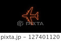 Neon colorful airplane icon. Animated glowing neon line airplane on black. Air travel, aviation, plane travel. Design for travel, flight and modern transportation themes. 4K Video motion graphic 127401120
