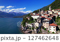 One of the most beautiful lakes of Italy - Lago di Como scenery. aerial drone video of beautiful medieval village Dervio  127462648