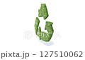 3D animation render of a recycle symbol made of green grass and small flowers 127510062