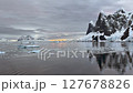 Big Iceberg in Antarctica Winter Scenery, Amazing Shape Ice Formation of Massive Large Enormous Blue Icebergs in Antarctic Peninsula Landscape Seascape with Ocean Sea Water 127678826