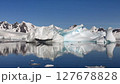 Big Iceberg in Antarctica Winter Scenery, Amazing Shape Ice Formation of Massive Large Enormous Blue Icebergs in Antarctic Peninsula Landscape Seascape with Ocean Sea Water 127678828