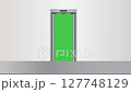 Elevator Lift Doors Closing and Opening by revealing the Green Screen 4K. Modern Advertisement Concept	 127748129