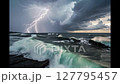 Lightning and rough waves 127795457