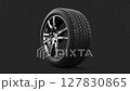 Transparent animation of large diameter aluminum wheels and low profile tires rotating 127830865