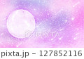 幻想的な満月と流れ星のアニメーション【ピンクと紫の空】【ループ】 127852116