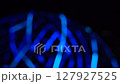Blue bokeh background video. Illuminations shining in a slow rhythm. 127927525