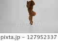 This adorable and charming plush dog toy showcases a delightful brown poodle style design 127952337