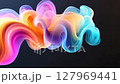 Smooth colorful neon abstract smoke is flowing on a dark background 127969441