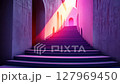 Majestic staircase bathed in colorful light, creating a captivating atmosphere 127969450