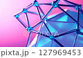 Abstract plexus structure slowly rotating on neon pink background 127969453