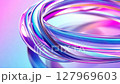 Colorful abstract neon glowing ring smoothly transforming and swirling on a gradient background 127969603