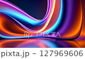 Abstract colorful neon fluid shapes morphing and glowing on reflective surface 127969606