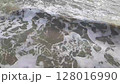The Atlantic ocean waves. Waves close-up. Dark ocean water with foam moving. Waves with foam. 128016990