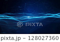 Abstract digital ocean waves with glowing blue light at night 128027360