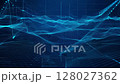 Abstract digital waves presenting a blue technological landscape with flowing patterns 128027362
