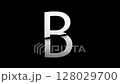 Letter B with slice effect typography. Black solid and green screen background 128029700