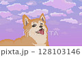 日出時分散步的柴犬（像素藝術） 128103146