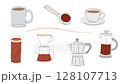 Coffee and coffee machine illustration 128107713