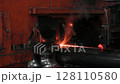 Production and welding of metal pipe at a modern plant. Automatic welding line 128110580