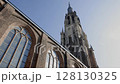 Nieuwe Kerk church tower with clear blue sky in Delft 128130325