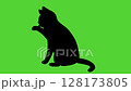 Silhouette of a cat washing its face 128173805