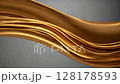 The golden liquid flows slowly in a dynamic manner. The liquid forms graceful waves, twists and soft curves in mid-air, moving with natural grace and energy 128178593