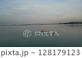 Top View shot drone Sports Rowing Boats with two Young Sportsmen. . High quality 4k footage 128179123