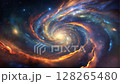 Cosmic Spiral Galaxy Loop, Glowing Nebula Space Background Animation. 128265480