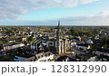 Beautiful aerial footage of the Missillac commune in France, church, 4k 128312990