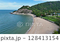 Remote Thai beach and nature scenery from above 128413154