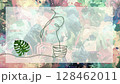 龜背竹葉與文字移動線條藝術 128462011