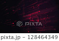 Futuristic red circuit-inspired technology background with streaming digital data nodes and glitch effect. Hacking and cyber security concept. This glitchy data technology motion background is a loop. 128464349