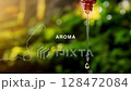 香薰/精油瓶、字母和滴管中滴落的水滴的線條藝術 128472084