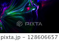 An abstract depiction of colorful fluid motion on a dark background, offering a captivating visual 128606657