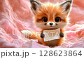 a charming fox cub with huge eyes. Perfect for greeting cards, invitations, apology notes, and social media posts. 128623864