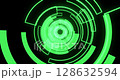 グリーンのサイバー円形UI背景の近未来風動画素材 128632594
