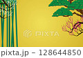 Pine, bamboo, plum, red and white plum blossoms and a golden background. Japanese-style illustrations appearing from the left and right 128644850