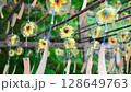 A summer scene in Japan with sunflower wind chimes swaying 128649763