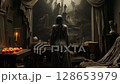 Woman Facing Ethereal Spirits Picture Art in a Haunted Room 128653979
