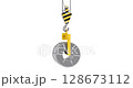 crane hook with steel coil. 3d animation on transparent background 128673112