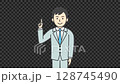 Animation of a male businessman in a suit pointing 128745490