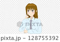 不安げな顔をしたアニメ風女の子 128755392