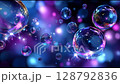 Fantastic soap bubbles surrounded by neon lights 128792836