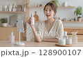Influencer filming a video 128900107