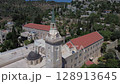 Franciscans catholic Church of Saint John the Baptist in Ein Karem village ,outskirts of Jerusalem at day time,  Aerial view video footage (circle mode) 128913645