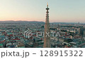 Close Aerial Shot of St. Stephen Cathedral Roof with Colorful Tiles in Vienna 128915322