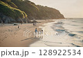 Family walking on the beach AI-generated image 128922534